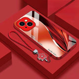 Full‑Cover Metal Paint Glass Case with Flower Lanyard for iphone