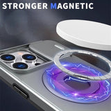 Magnetic Shockproof Case with Sliding Camera Cover, Ring Stand for iphone