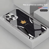 Gold‑Maple‑Leaf Wave‑Textured Glass Shockproof Case for iphone