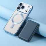 Transparent Electroplated Magnetic Detachable Card Holder Case for iphone
