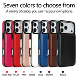 Crazy Horse Texture Double‑Button Card Holder Leather Case for iphone