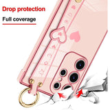 Magnetic Electroplated Heart Wrist Strap Case for Samsung